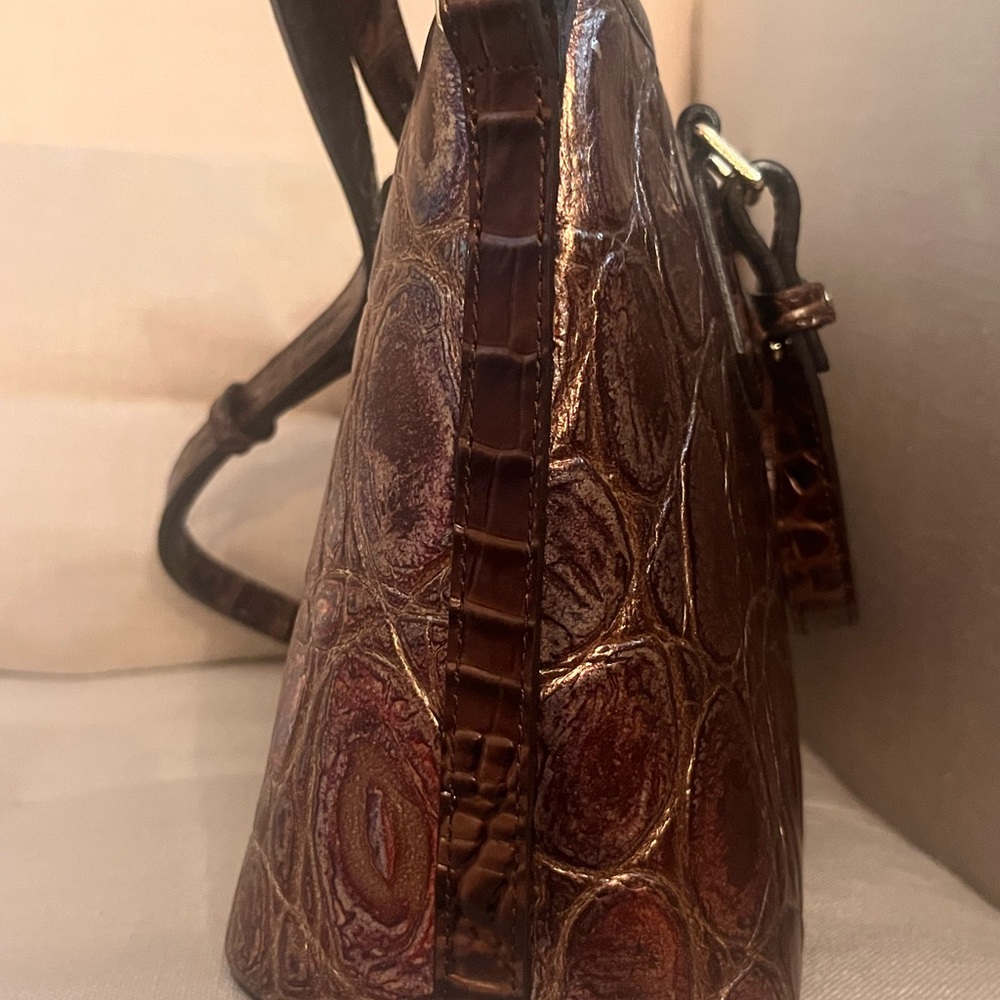 Brahmin Brown Leather Tote with Crocodile Embossed Finish - Picture 5 of 8